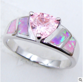 Opal Love Silver Rings With CZ In 5 Colors Vista Shops
