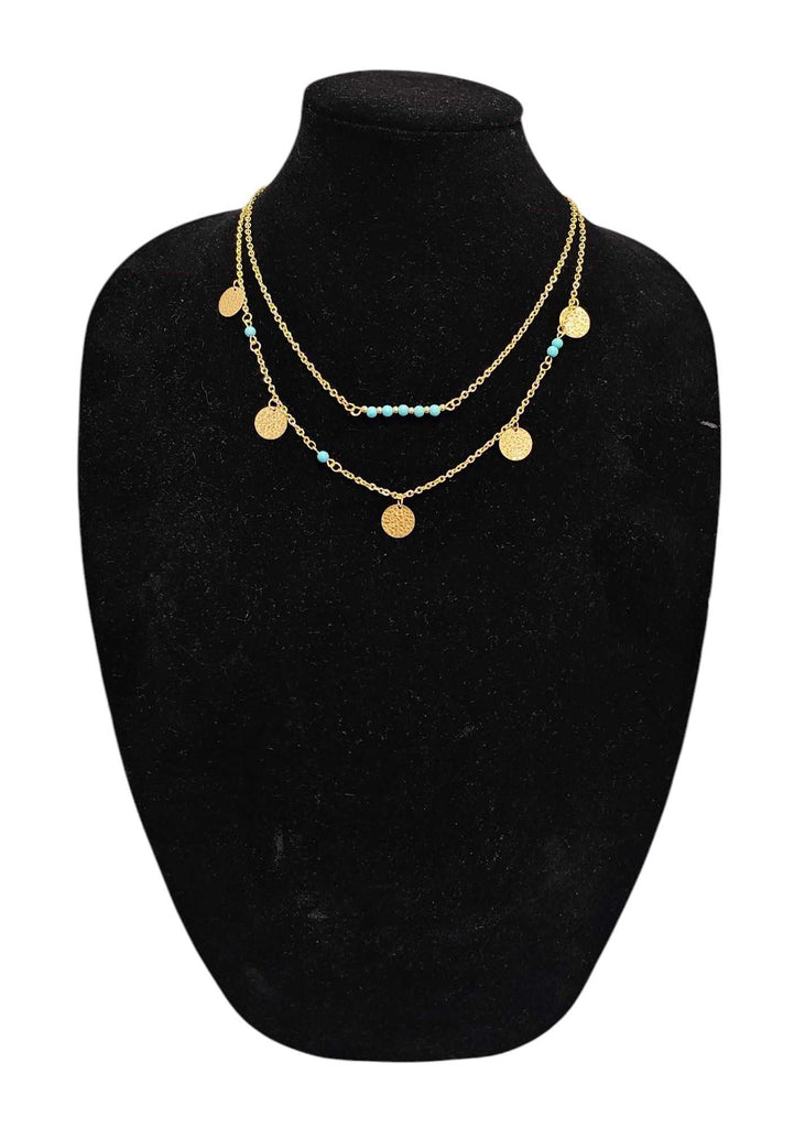 Delicate Delights The Turquoise Necklace With Golden Charms SHOPS