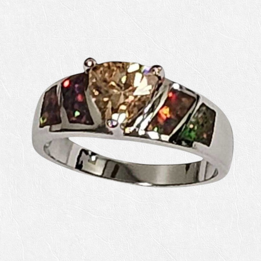 Opal Love Silver Rings With CZ In 5 Colors Vista Shops