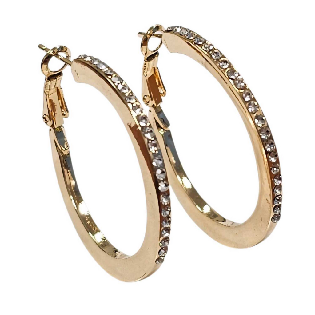 Crystella Crystal Hoops Gold Filled 18k Hoop Earrings In White Yellow And Rose Gold SHOPS
