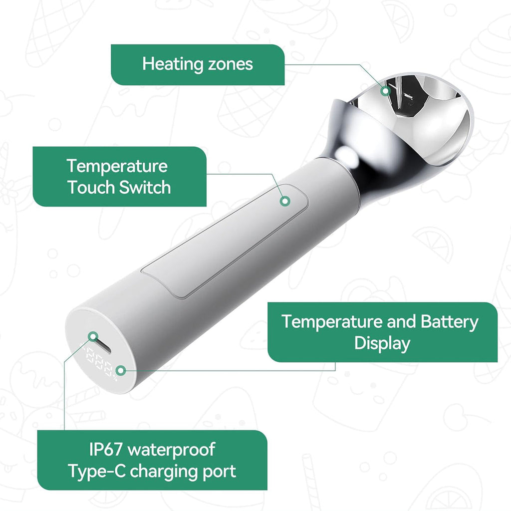 Scoop EZ LED Heated Ice Cream Scoop Thermostatic And Rechargeable Vista Shops
