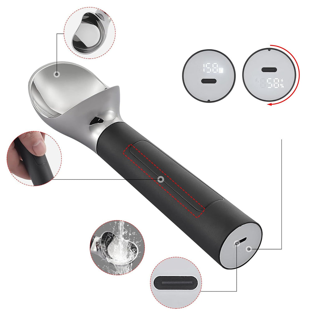 Scoop EZ LED Heated Ice Cream Scoop Thermostatic And Rechargeable Vista Shops