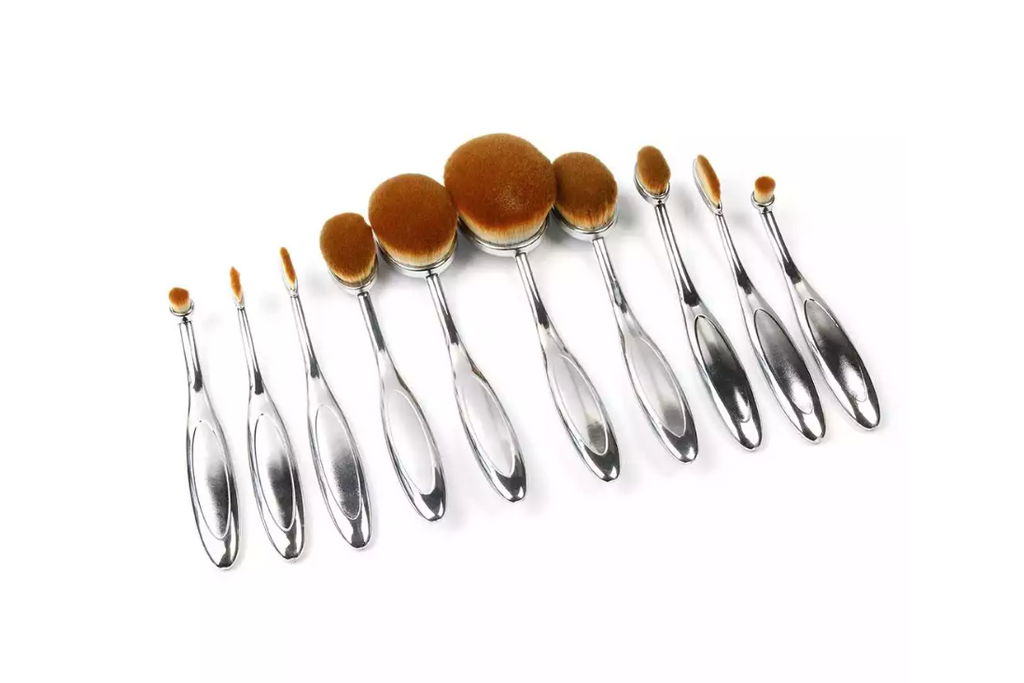 Beauty Experts Set of 10 Oval Beauty Brushes Vista Shops