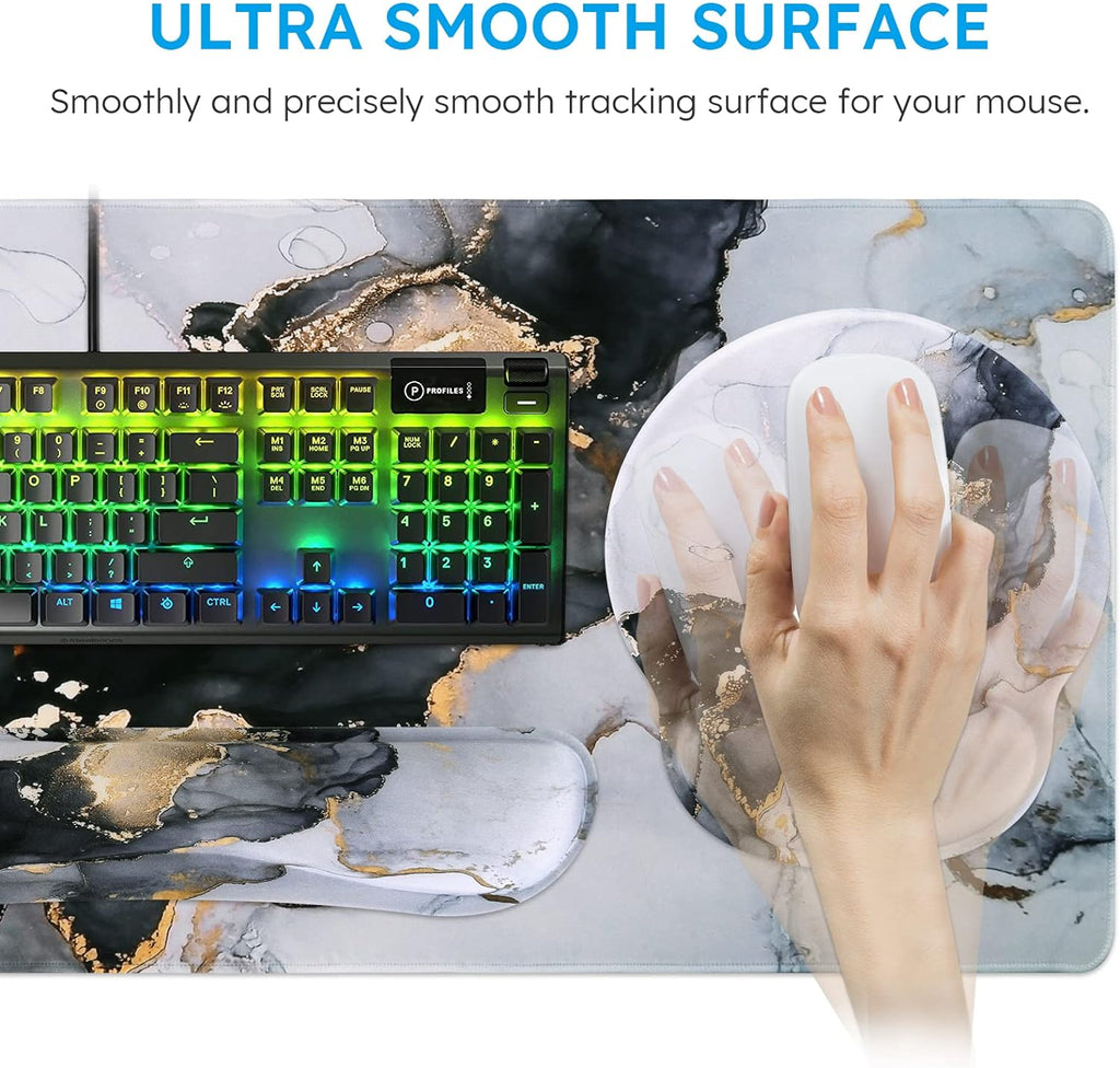 Work And Play 4 In 1 Matching Quartz Swirl Print With Golden Veining Desk Set Vista Shops