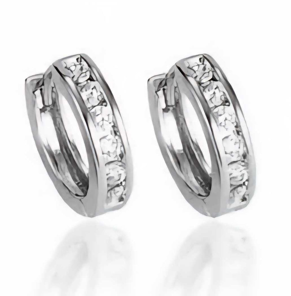 Sweet Hoops Earrings, Reversible with 12 CZ Diamonds in Real Gold Plated, 18 mm diameter SHOPS