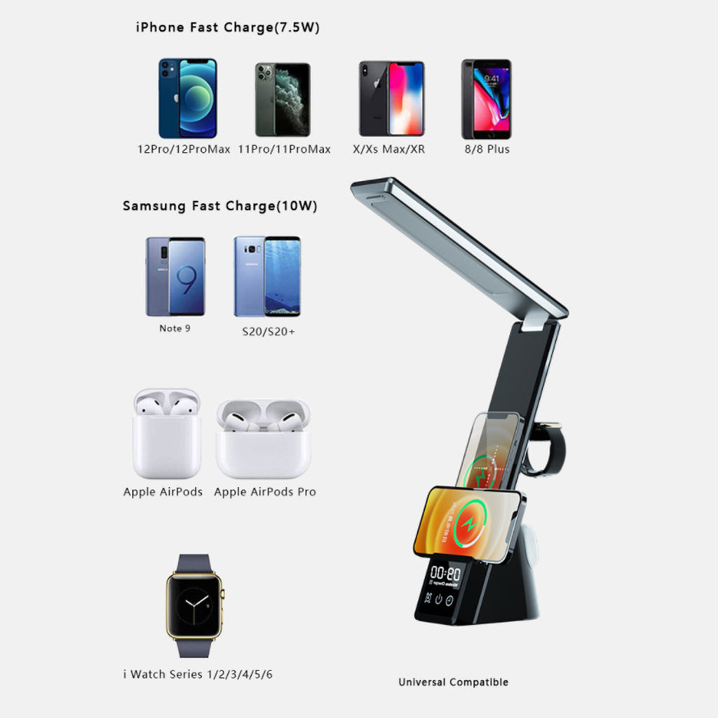 Illuminati 6 IN 1 Multifunctional Folding Desk Lamp And Wireless Charger Vista Shops