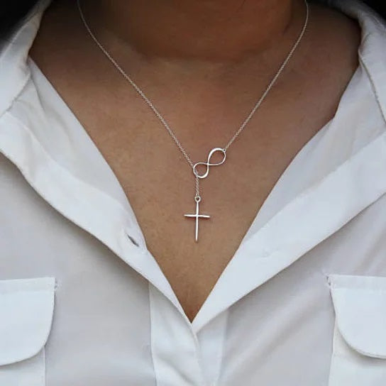 Symbol Of Infinity And Holy Cross With Lariat Style Chain Vista Shops