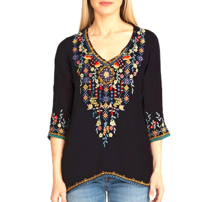 Private Garden Embroidered Tunic Tops In Vivid Colors Vista Shops