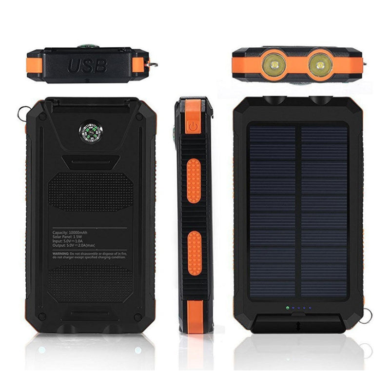 Jumbo Capacity 20,000 mAh Waterproof Solar Power Bank Vista Shops