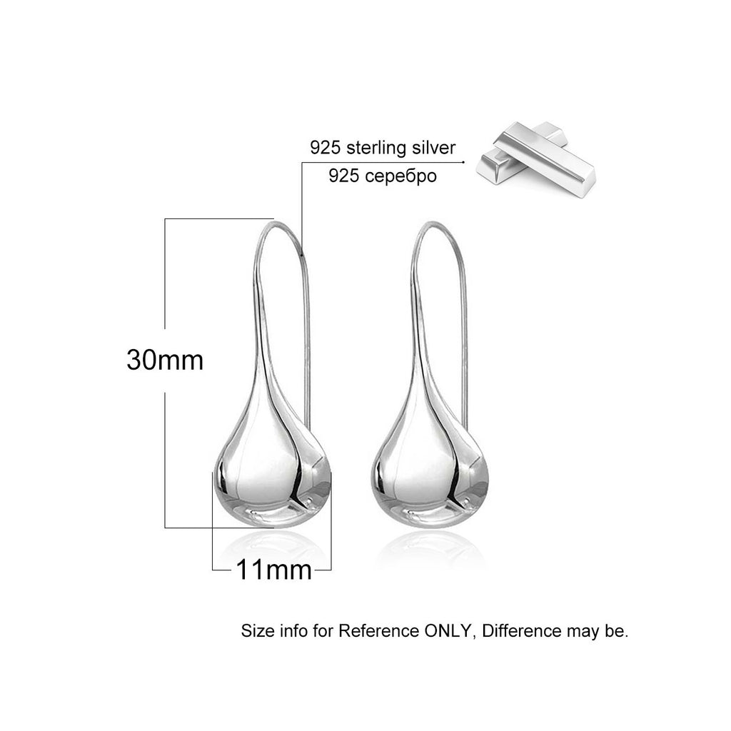 Intensity Tear Drop Hook Earrings Solid 925 Sterling Silver Vista Shops