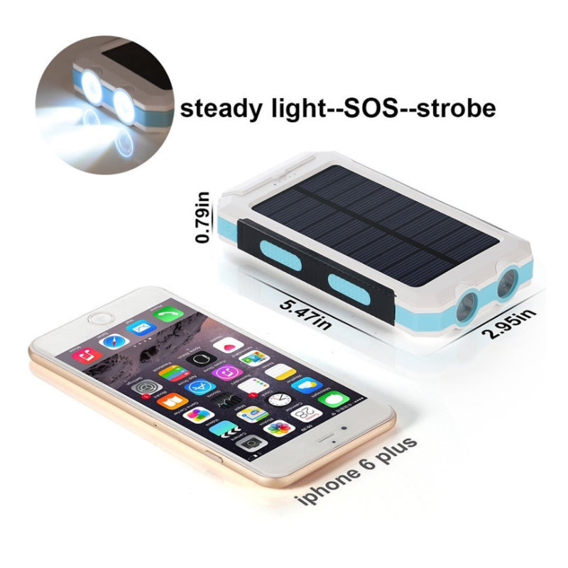 Jumbo Capacity 20,000 mAh Waterproof Solar Power Bank Vista Shops
