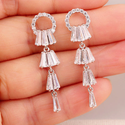 Kayli Chandelier Earrings With Slender Crystal Baguettes Vista Shops