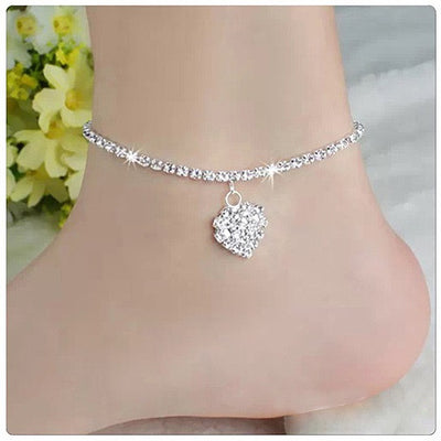 Glowing Heart Crystal Anklet Vista Shops