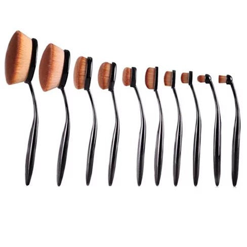Beauty Experts Set of 10 Oval Beauty Brushes Vista Shops