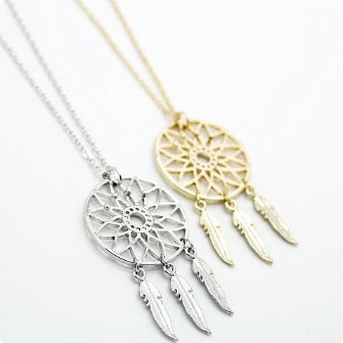 BELIEVE The Dream Catcher Necklaces In Yellow And White Gold Plating Vista Shops