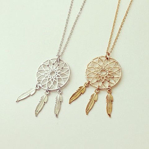 BELIEVE The Dream Catcher Necklaces In Yellow And White Gold Plating Vista Shops