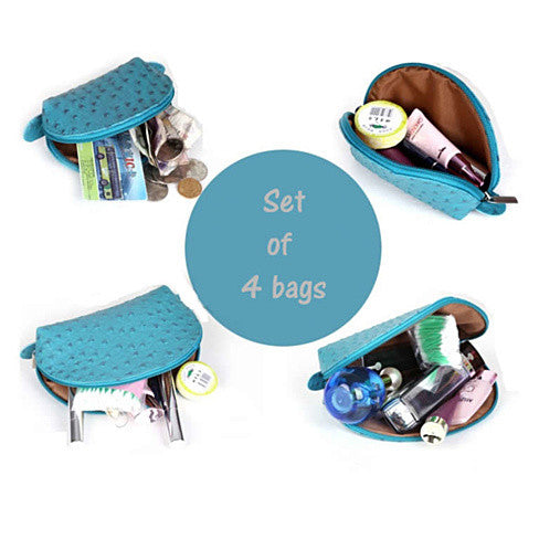 COSMO Cosmetic Faux Ostrich Cases In Set of 4 Vista Shops