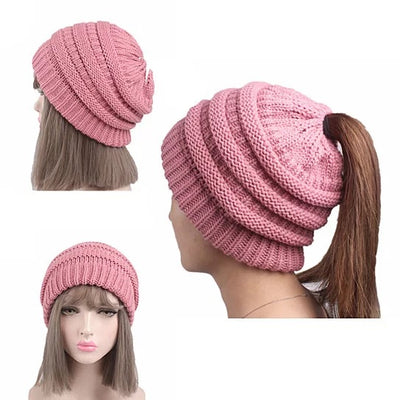 Pony Beanie Super Cute Cable Knit Hat Vista Shops