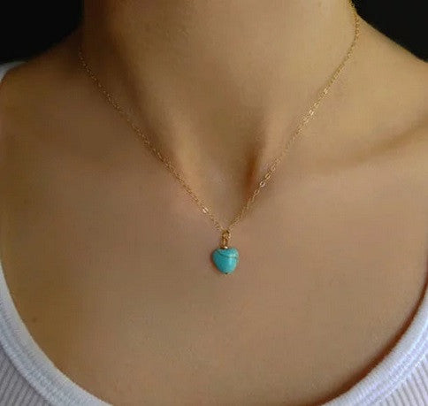 Turquoise Heart Pendant with Chain Vista Shops