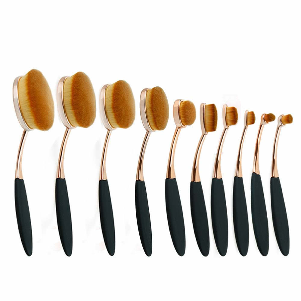 Beauty Experts Set of 10 Oval Beauty Brushes Vista Shops
