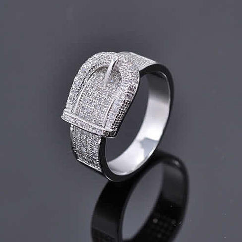 Illusion - Belt Style Ring Crafted In Hand Set CZ Stones On Sterling Silver Vista Shops