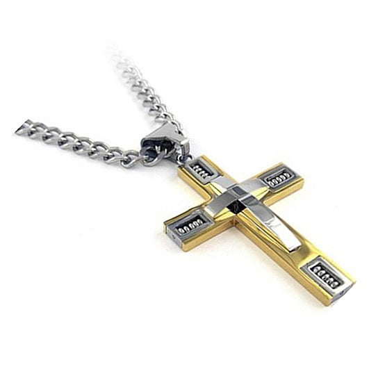 Keepsake Cross Pendant With A Curb Chain For Men 18kt Gold Plated Vista Shops