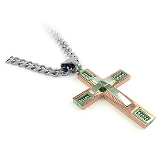 Keepsake Cross Pendant With A Curb Chain For Men 18kt Gold Plated Vista Shops