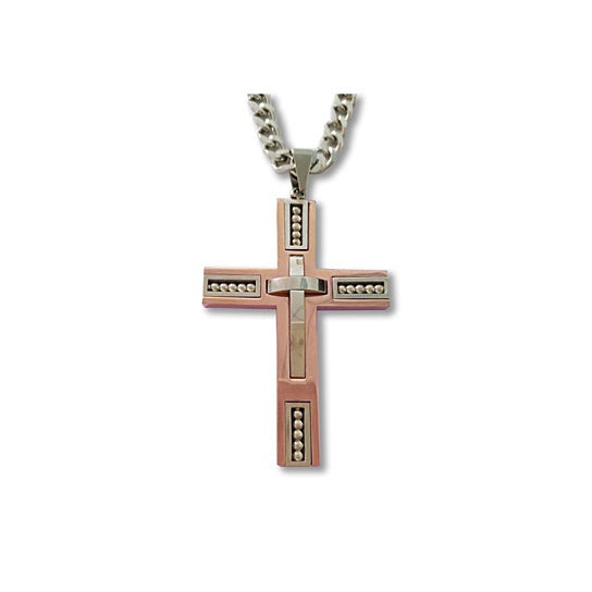 Keepsake Cross Pendant With A Curb Chain For Men 18kt Gold Plated Vista Shops