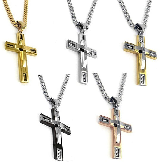 Keepsake Cross Pendant With A Curb Chain For Men 18kt Gold Plated Vista Shops