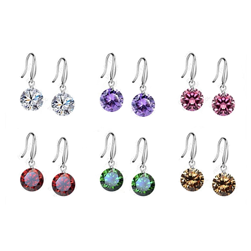 Colorful Diamonds in the Sky Drilled Austrian Crystal Diamond on a Sterling Silver hook earrings Vista Shops