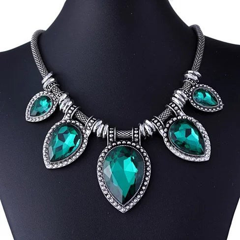 BeYOUtiful Crystal And Antique Silver Style Statement Necklace Vista Shops