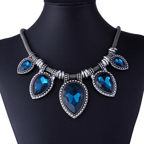 BeYOUtiful Crystal And Antique Silver Style Statement Necklace Vista Shops
