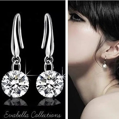 Diamond in the Sky - Drilled Crystal Diamond on a Sterling Silver hook earrings Vista Shops