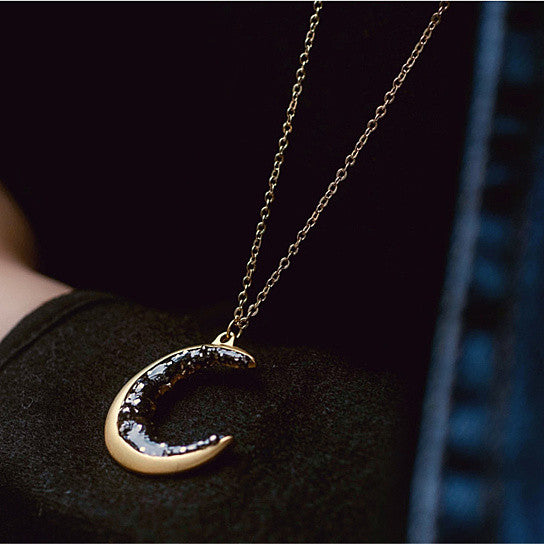 Over The Moon Long Necklace With Crescent Moon Pendant Vista Shops