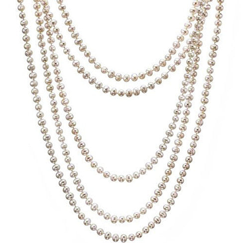 Fresh Water Pearl, 100 inch Long and Wrap around neck Necklace in 7/8 mm Round Pearls Vista Shops