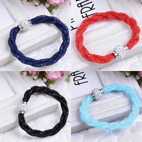 Rope Bracelet a Wire Mesh with Tiny Crystal loaded to form a Halo Vista Shops