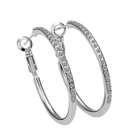 Hoop Earrings with Crystals in 18kt GF  White, Yellow or Rose Gold Vista Shops