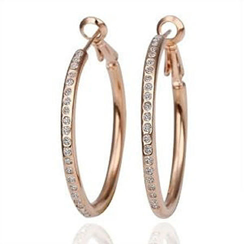 Hoop Earrings with Crystals in 18kt GF  White, Yellow or Rose Gold Vista Shops