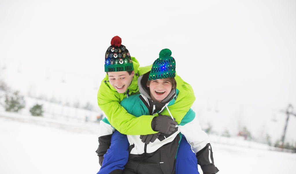 Pom Pom Party Holiday Hats With LED Lights Vista Shops