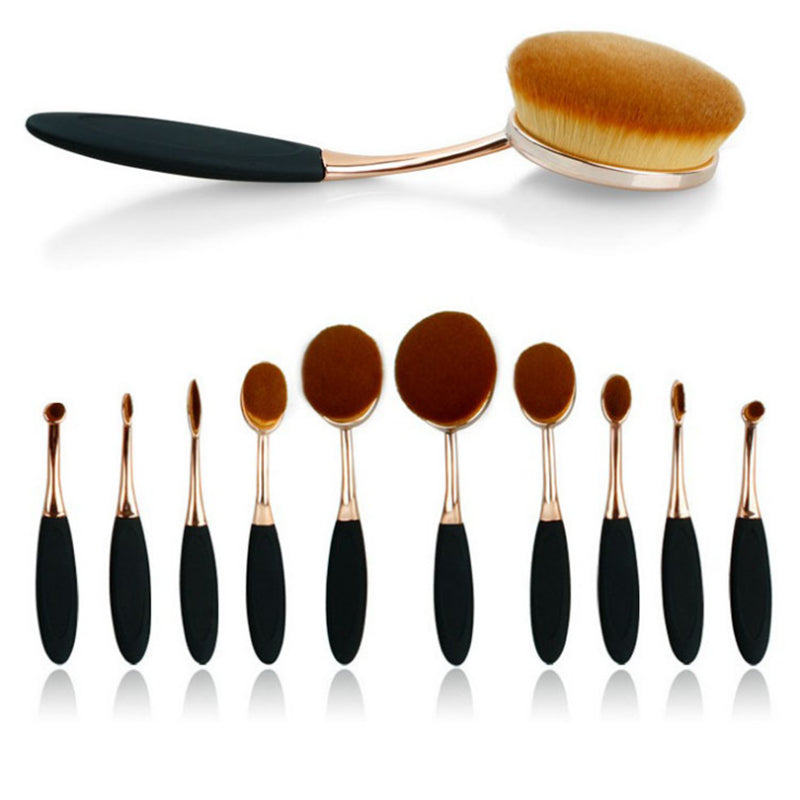 Beauty Experts Set of 10 Oval Beauty Brushes Vista Shops