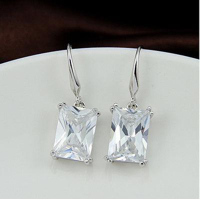 Royalty Earrings Emerald Cut Big Solitaires On Hooks Vista Shops