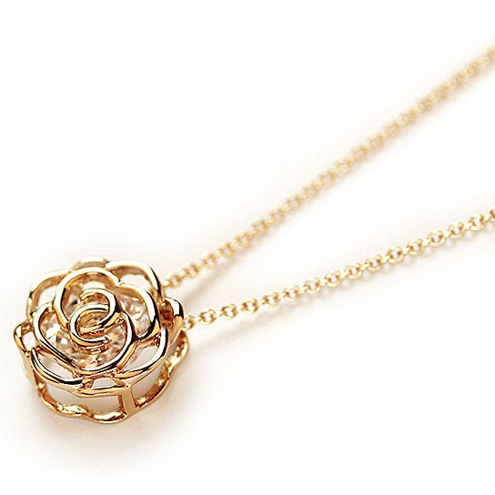 Rose Is A Rose Pendant And Chain 18kt Rose With 2ct CZ Bonus Free Earrings In White Yellow And Rose Gold Field Vista Shops