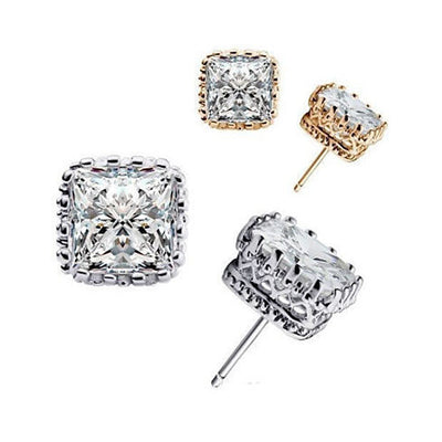 Royal Crown Earrings in Princess Cut Stones Vista Shops
