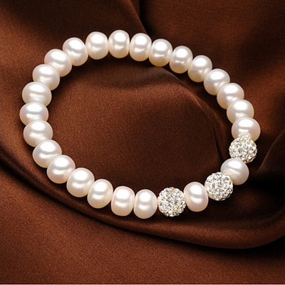 Venus Italian Pearl Bracelet - With 3 Crystal Moon Beads Vista Shops