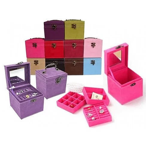 Soft Velour - Personal Jewel Box in Luscious Colors with Ornate Hardware Vista Shops
