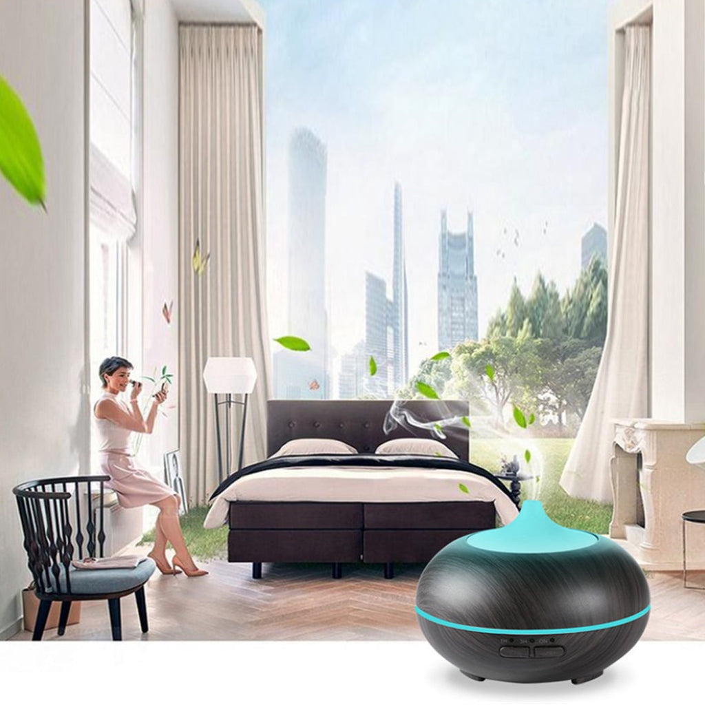 Essential Oil Humidifier in Six Natural Design With Remote + Bonus Three Aroma Oils Vista