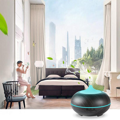 Essential Oil Humidifier in Six Natural Design With Remote + Bonus Three Aroma Oils Vista