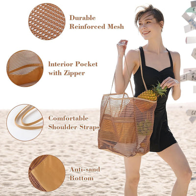 Coastal Drift Summer Mesh Foldable Carryall Vista
