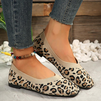 Safari Chic Leopard-Print Breathable Mesh Flat Slip-Ons Vista