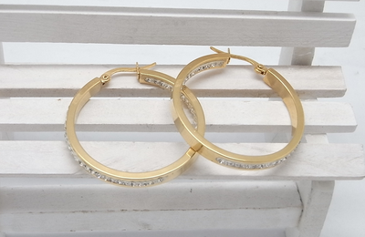 Inner Beauty Hoops With Inside Outside CZ Stones Vista